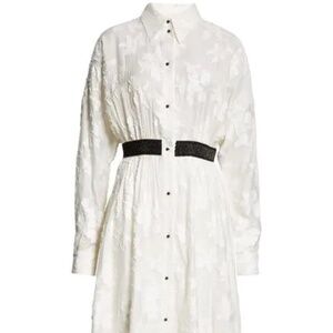 St John Collection XL Floral Shirtdress Fil Coupe Chalk NWT